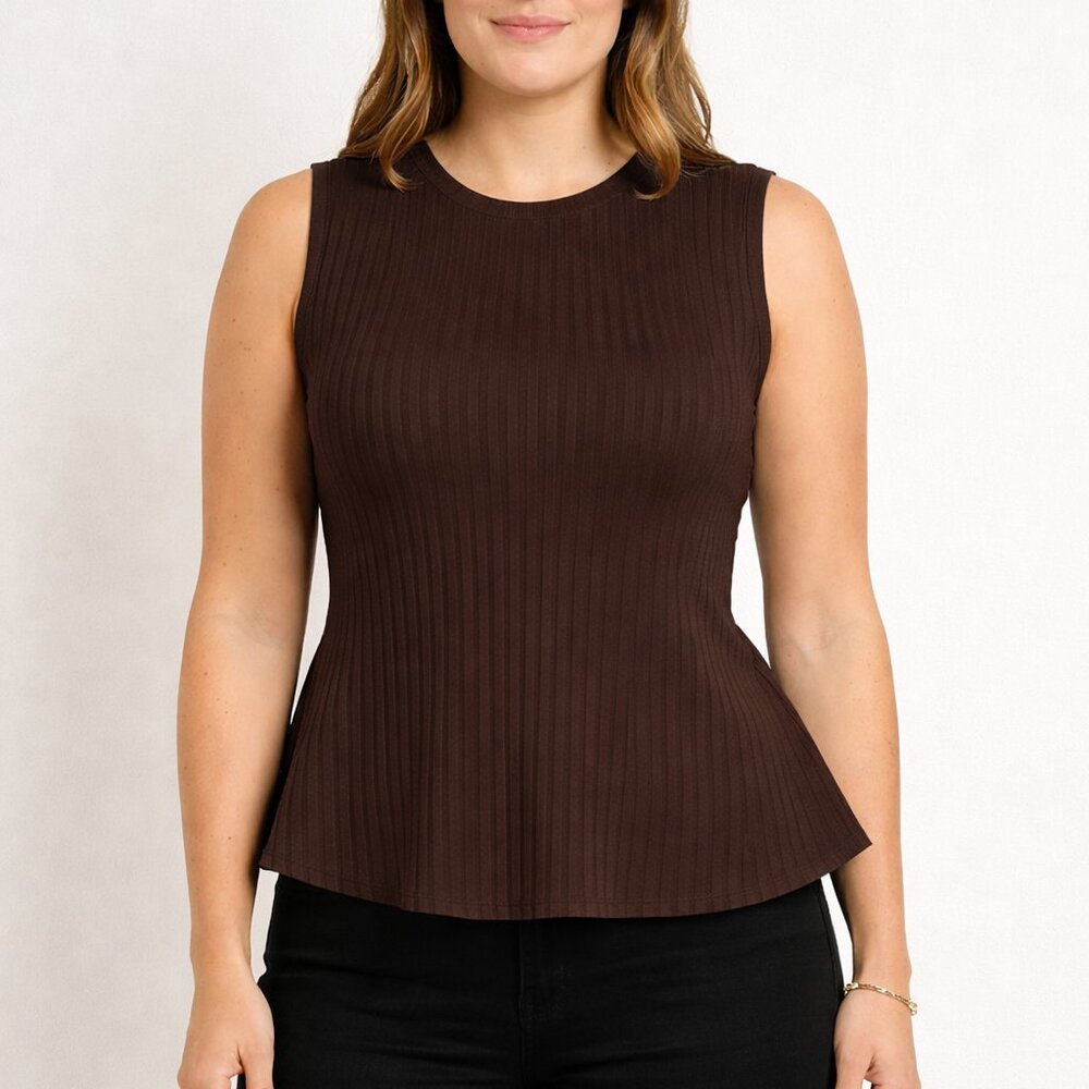 Halogen Chocolate Ribbed Tank Top Size XL